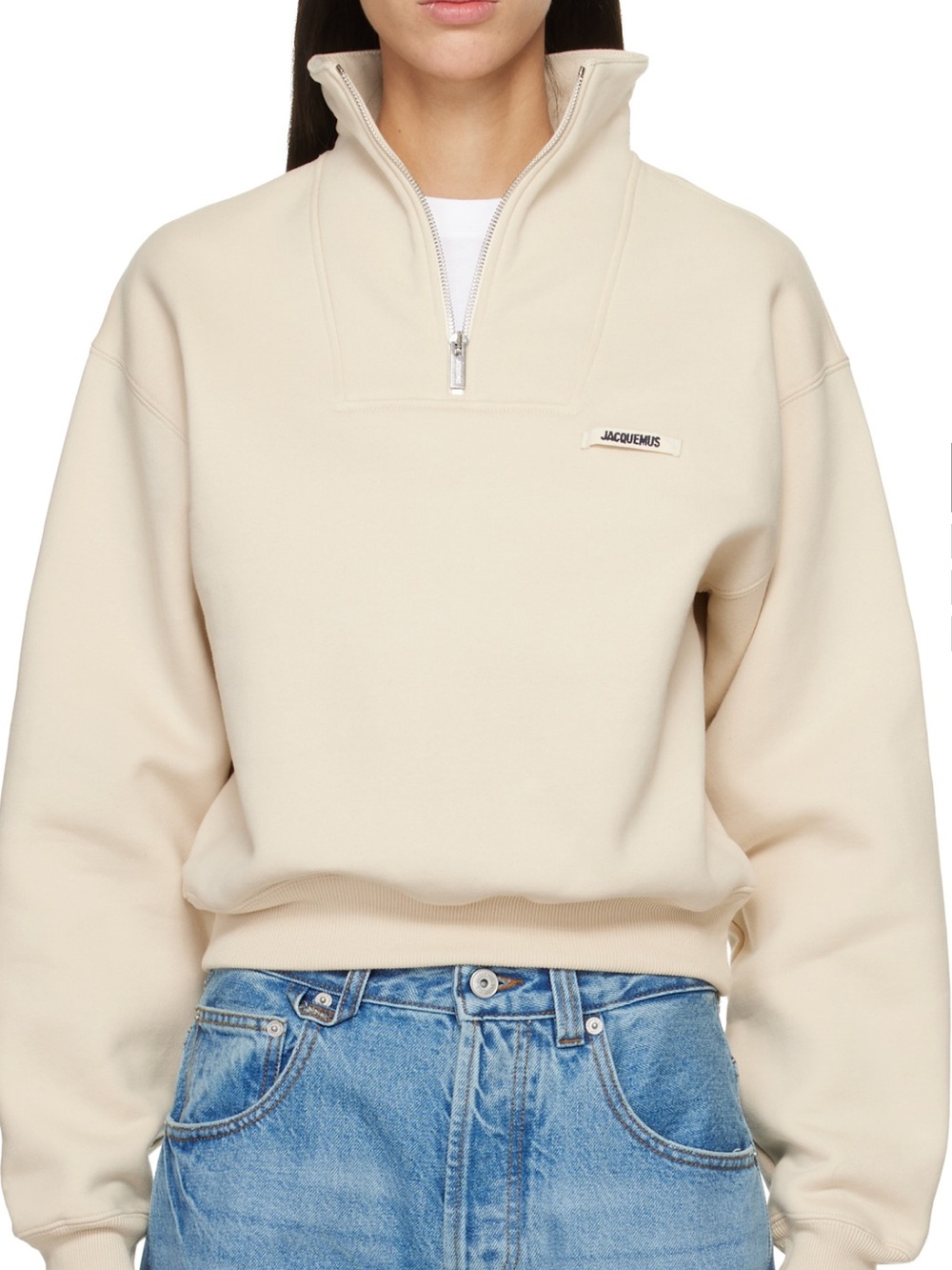 Jacquemus Beige-Cream Half-Zip Sweatshirt
